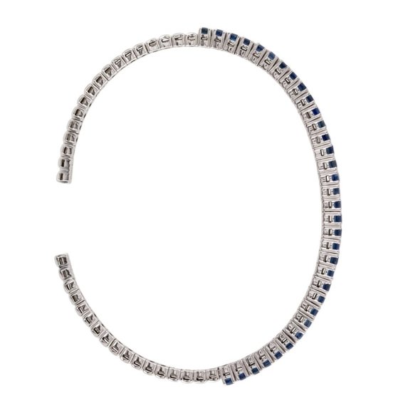 SONIA BITTON 14K WHITE GOLD BLUE SAPPHIRE FLEXIBLE CUFF BRACELET - Picture 5 of 6